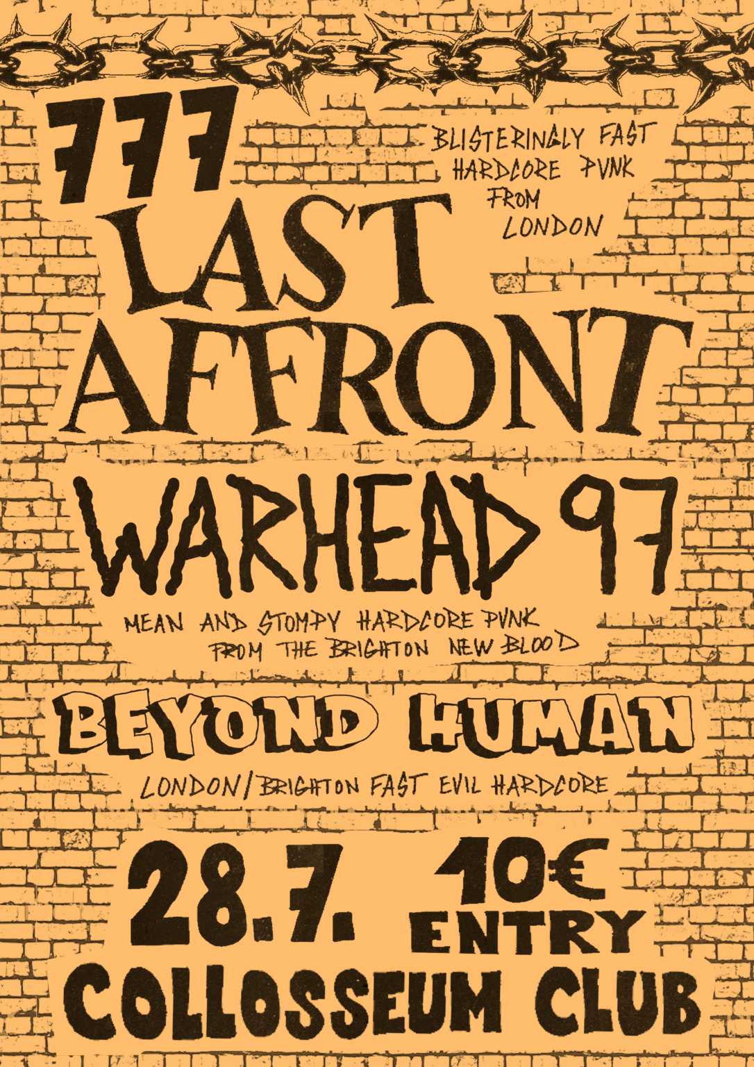 LAST AFFRONT [UK] WARHEAD 97 [UK] BEYOND HUMAN [UK] // 777 – Collosseum ...